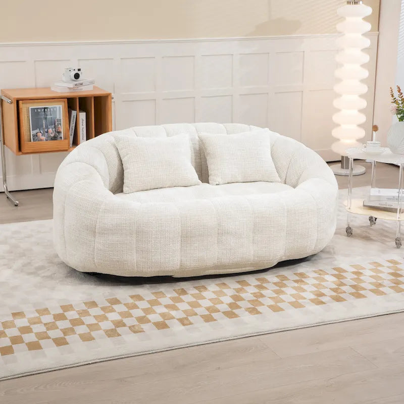 Chaise longue beige en chenille à dossier haut 59,05