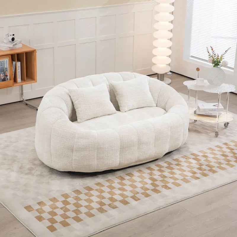 Chaise longue beige en chenille à dossier haut 59,05