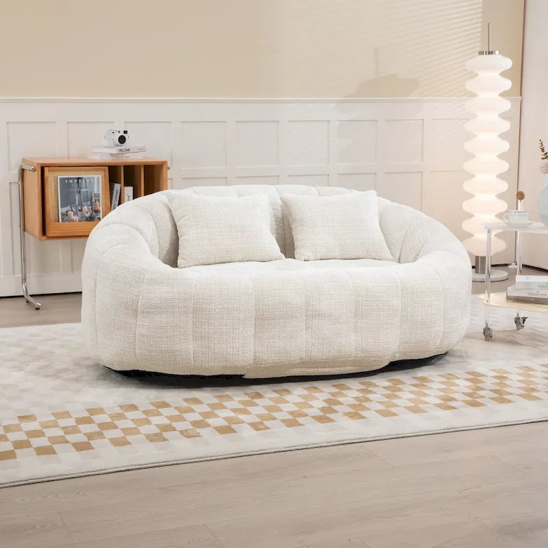 Chaise longue beige en chenille à dossier haut 59,05
