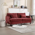 Canapé 2 places en chenille rouge de 175 cm avec coussins amovibles