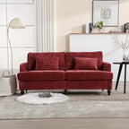 Canapé 2 places en chenille rouge de 175 cm avec coussins amovibles