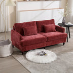 Canapé 2 places en chenille rouge de 175 cm avec coussins amovibles