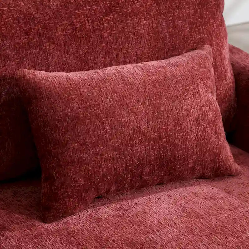 Canapé 2 places en chenille rouge de 175 cm avec coussins amovibles