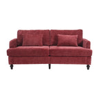 Canapé 2 places en chenille rouge de 175 cm avec coussins amovibles