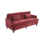 Canapé 2 places en chenille rouge de 175 cm avec coussins amovibles