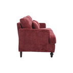 Canapé 2 places en chenille rouge de 175 cm avec coussins amovibles