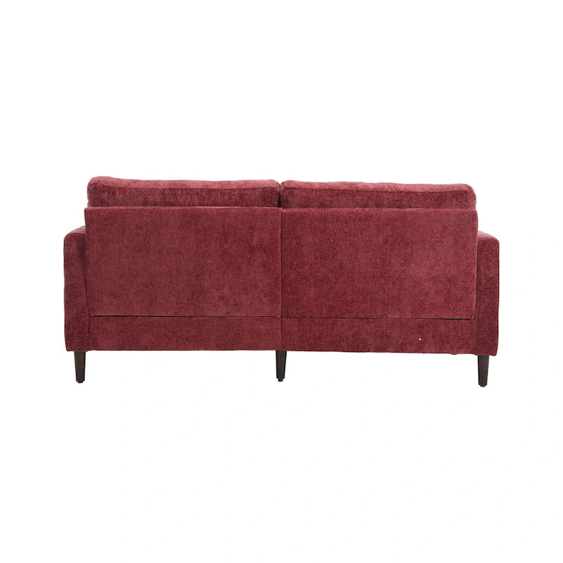 Canapé 2 places en chenille rouge de 175 cm avec coussins amovibles