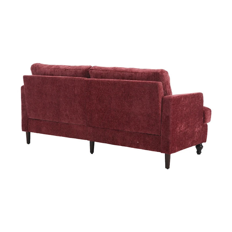 Canapé 2 places en chenille rouge de 175 cm avec coussins amovibles