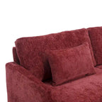Canapé 2 places en chenille rouge de 175 cm avec coussins amovibles