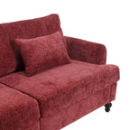 Canapé 2 places en chenille rouge de 175 cm avec coussins amovibles