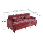 Canapé 2 places en chenille rouge de 175 cm avec coussins amovibles