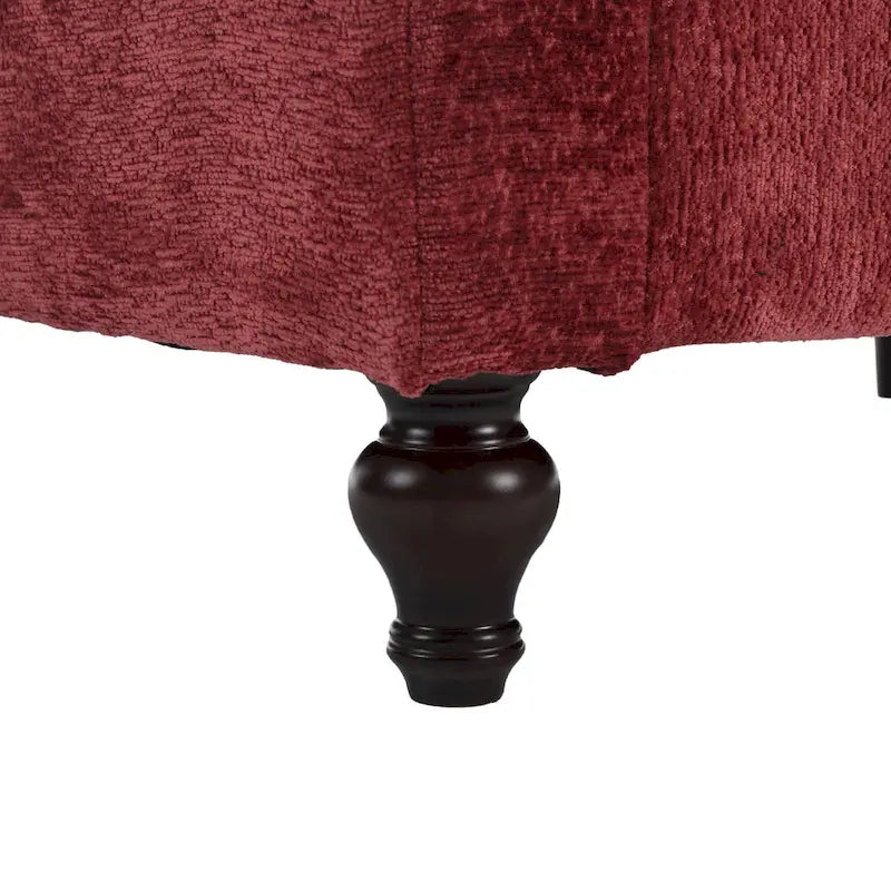 Canapé 2 places en chenille rouge de 175 cm avec coussins amovibles