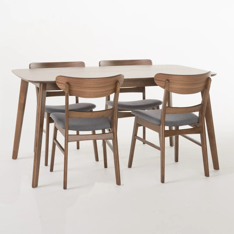 Table à manger scandinave avec 4 chaises rembourrées