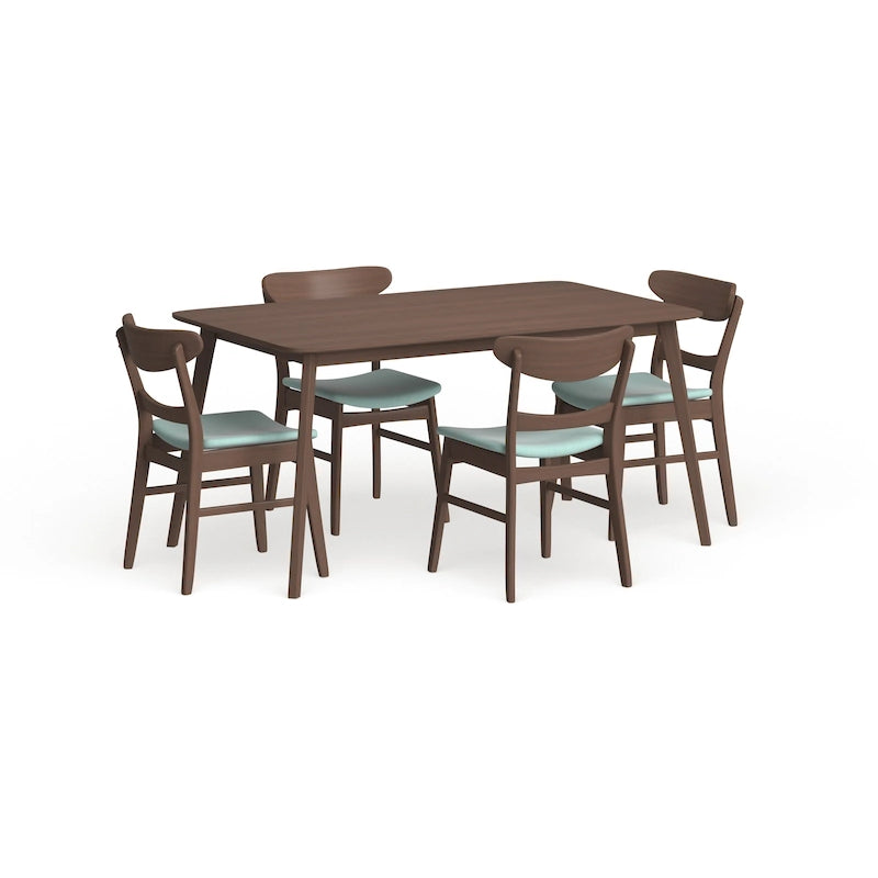 Table à manger scandinave avec 4 chaises rembourrées