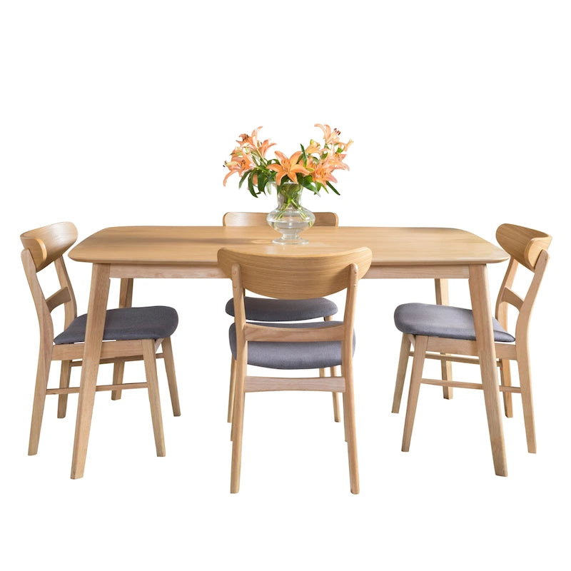 Table à manger scandinave avec 4 chaises rembourrées