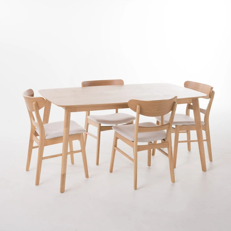 Table à manger scandinave avec 4 chaises rembourrées
