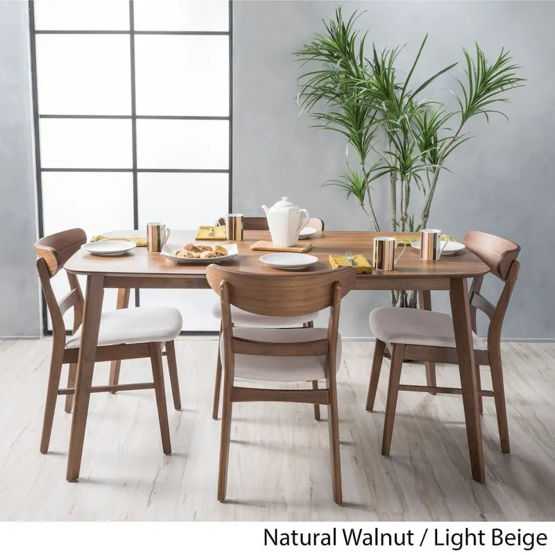 Table à manger scandinave avec 4 chaises rembourrées