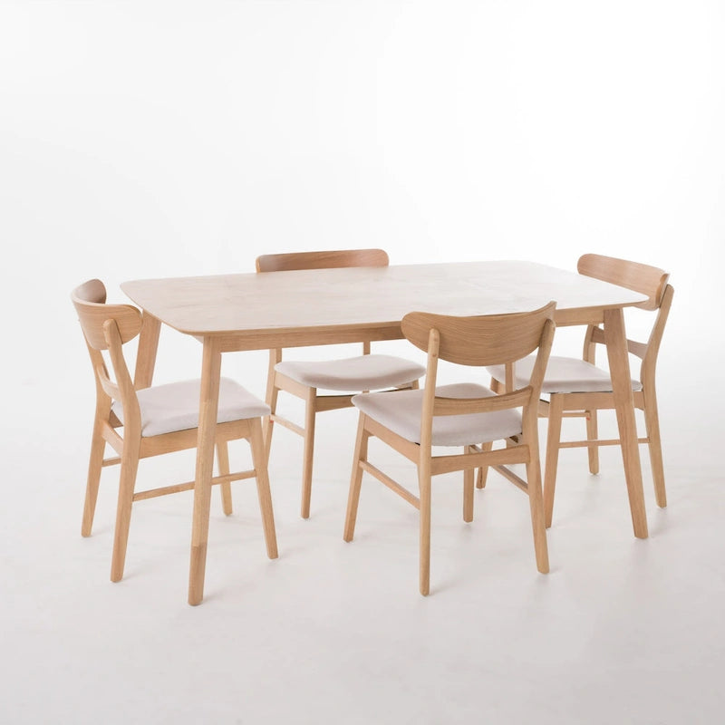Table à manger scandinave avec 4 chaises rembourrées