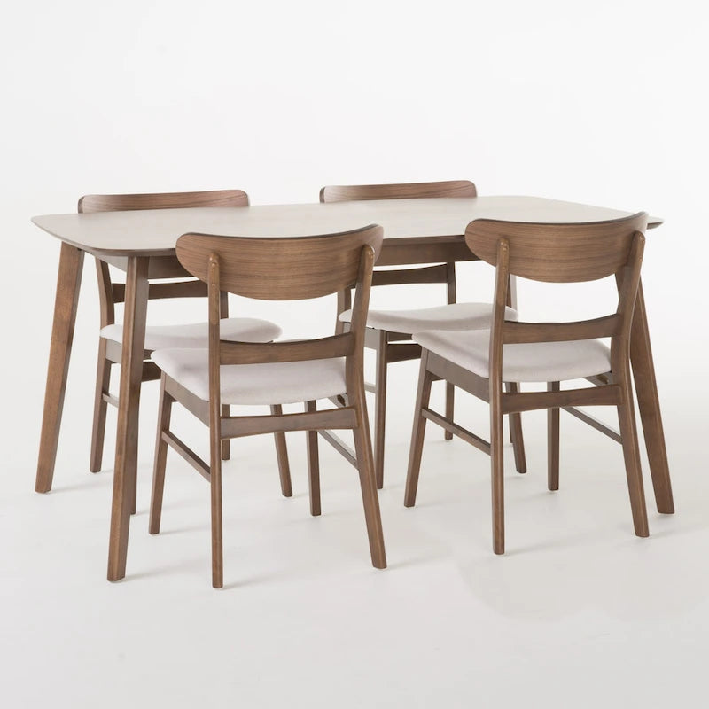 Table à manger scandinave avec 4 chaises rembourrées