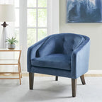 Fauteuil d'appoint capitonné bleu style Mid-Century
