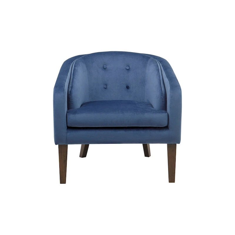 Fauteuil d'appoint capitonné bleu style Mid-Century