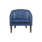 Fauteuil d'appoint capitonné bleu style Mid-Century