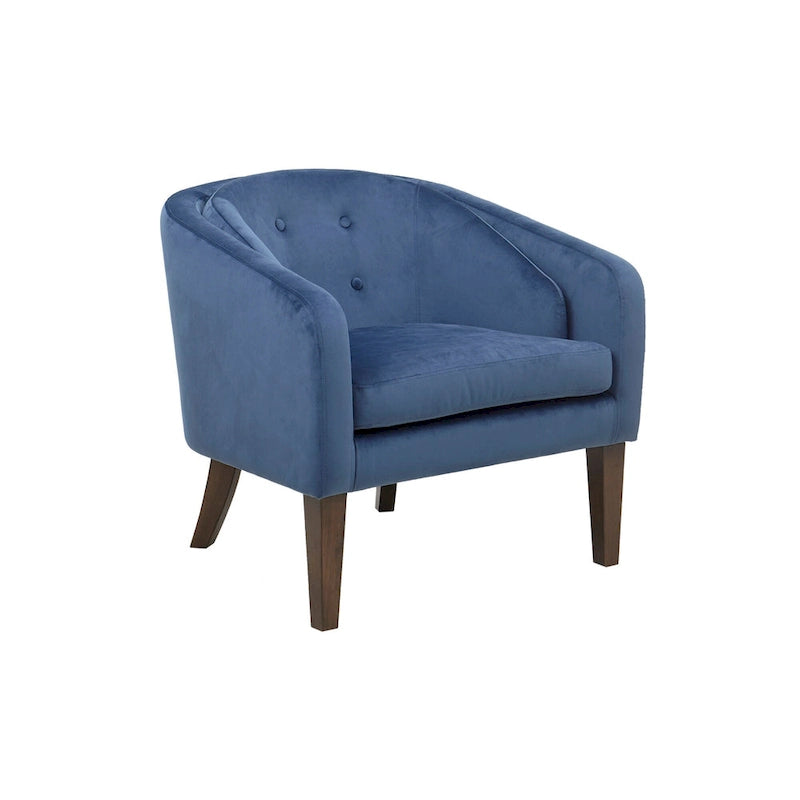 Fauteuil d'appoint capitonné bleu style Mid-Century