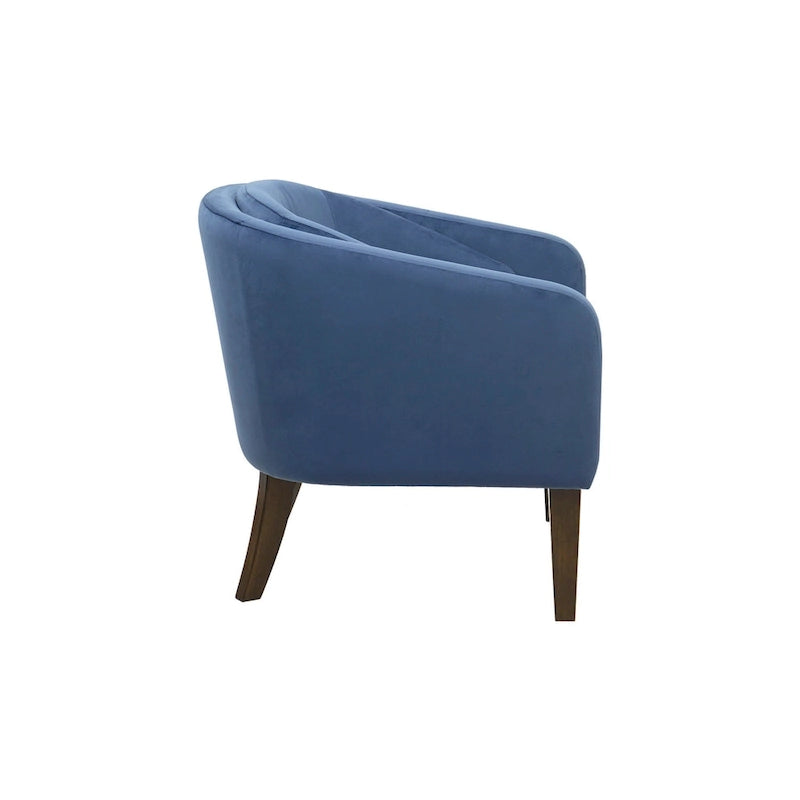 Fauteuil d'appoint capitonné bleu style Mid-Century