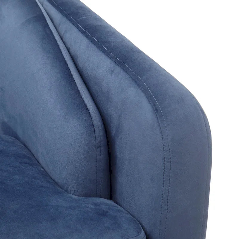 Fauteuil d'appoint capitonné bleu style Mid-Century