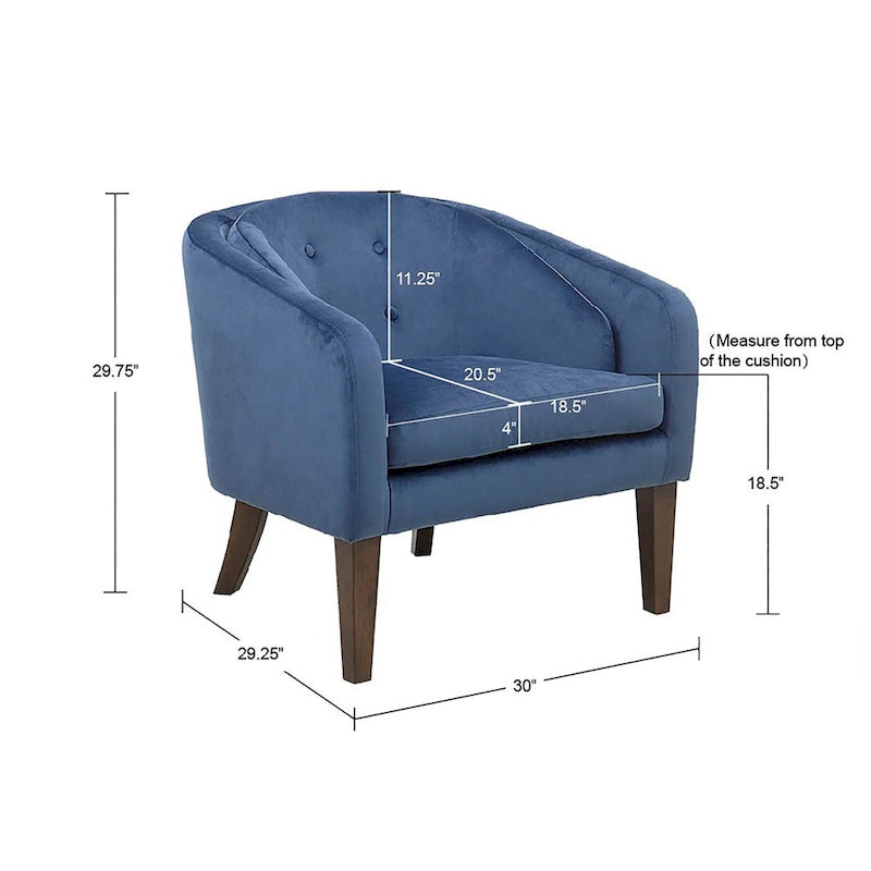 Fauteuil d'appoint capitonné bleu style Mid-Century