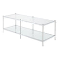 Table basse en verre à 2 niveaux avec étagère de présentation ouverte