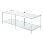 Table basse en verre à 2 niveaux avec étagère de présentation ouverte