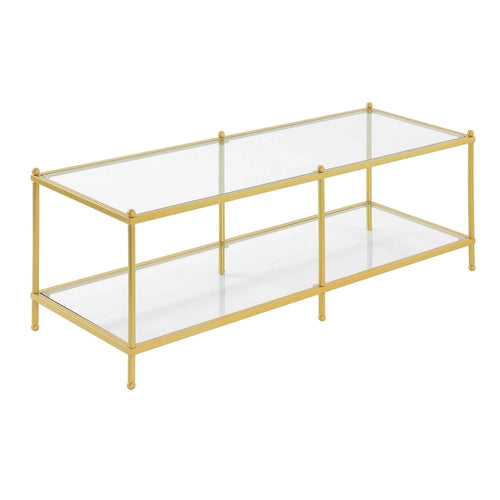 Table basse en verre à 2 niveaux avec étagère de présentation ouverte
