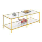 Table basse en verre à 2 niveaux avec étagère de présentation ouverte