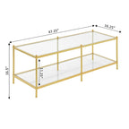 Table basse en verre à 2 niveaux avec étagère de présentation ouverte