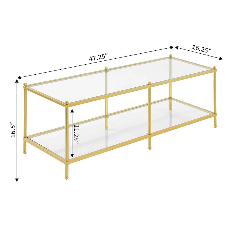 Table basse en verre à 2 niveaux avec étagère de présentation ouverte