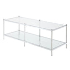 Table basse en verre à 2 niveaux avec étagère de présentation ouverte