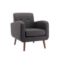 Fauteuil d'appoint avec revêtement en tissu ou en polyuréthane et pieds en bois d'hévéa
