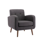 Fauteuil d'appoint avec revêtement en tissu ou en polyuréthane et pieds en bois d'hévéa