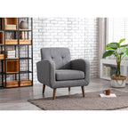 Fauteuil d'appoint avec revêtement en tissu ou en polyuréthane et pieds en bois d'hévéa
