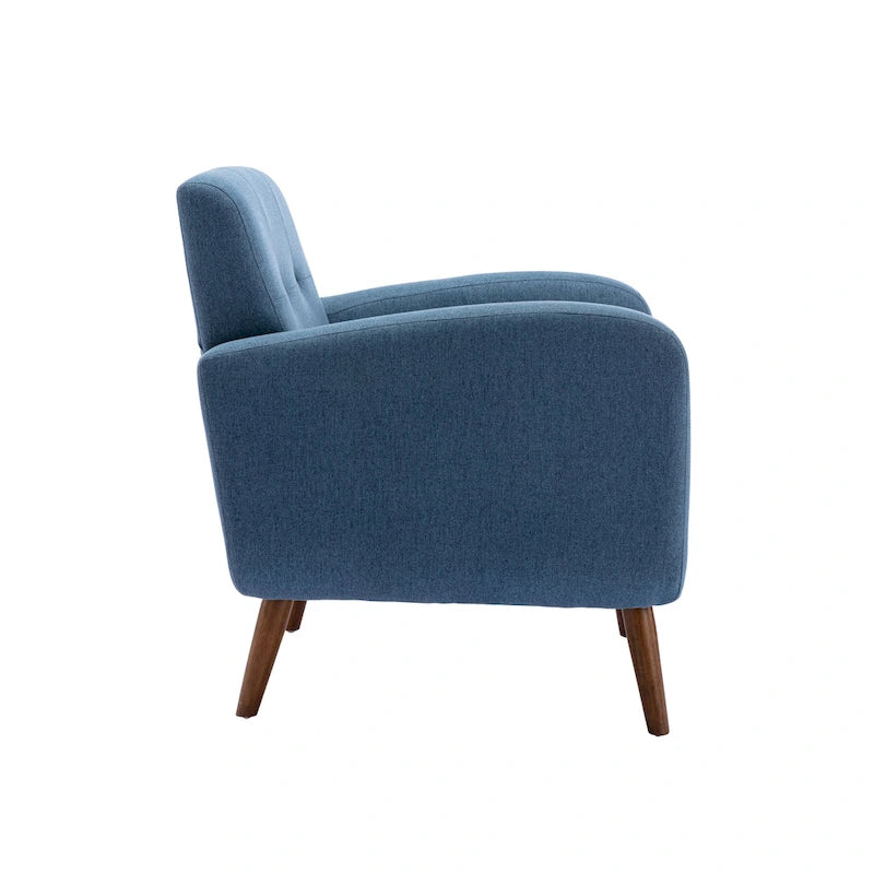 Fauteuil d'appoint avec revêtement en tissu ou en polyuréthane et pieds en bois d'hévéa