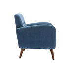 Fauteuil d'appoint avec revêtement en tissu ou en polyuréthane et pieds en bois d'hévéa