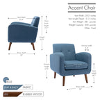 Fauteuil d'appoint avec revêtement en tissu ou en polyuréthane et pieds en bois d'hévéa