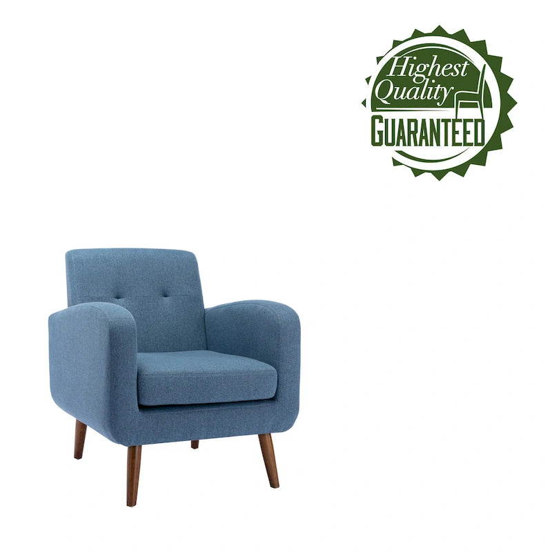 Fauteuil d'appoint avec revêtement en tissu ou en polyuréthane et pieds en bois d'hévéa