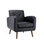 Fauteuil d'appoint avec revêtement en tissu ou en polyuréthane et pieds en bois d'hévéa