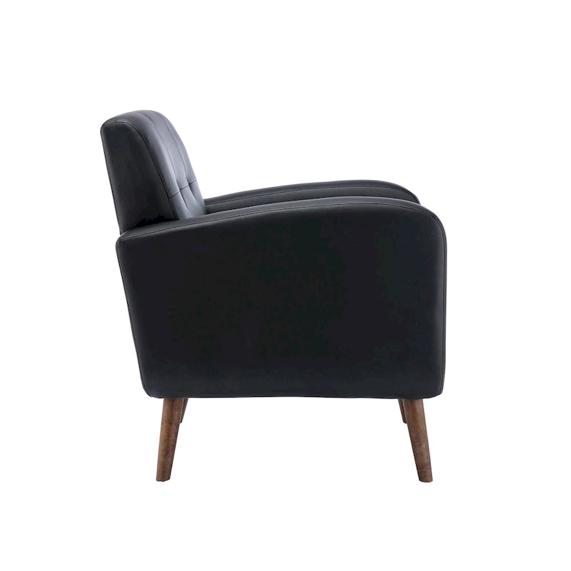 Fauteuil d'appoint avec revêtement en tissu ou en polyuréthane et pieds en bois d'hévéa