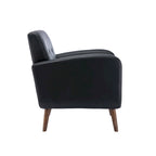 Fauteuil d'appoint avec revêtement en tissu ou en polyuréthane et pieds en bois d'hévéa