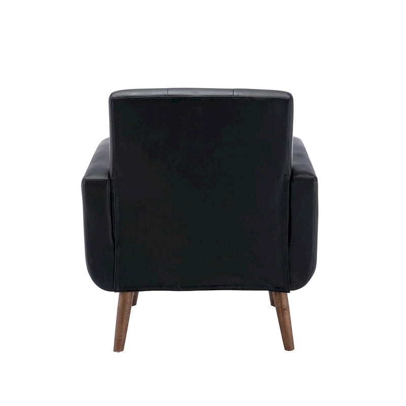 Fauteuil d'appoint avec revêtement en tissu ou en polyuréthane et pieds en bois d'hévéa