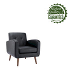 Fauteuil d'appoint avec revêtement en tissu ou en polyuréthane et pieds en bois d'hévéa