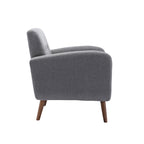 Fauteuil d'appoint avec revêtement en tissu ou en polyuréthane et pieds en bois d'hévéa
